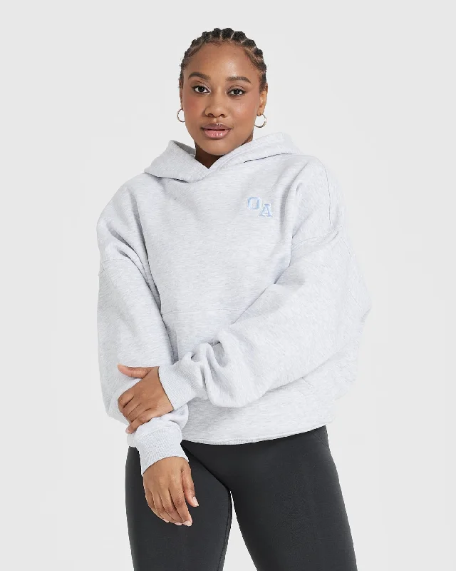 All Day Varsity Oversized Hoodie | Light Grey Marl