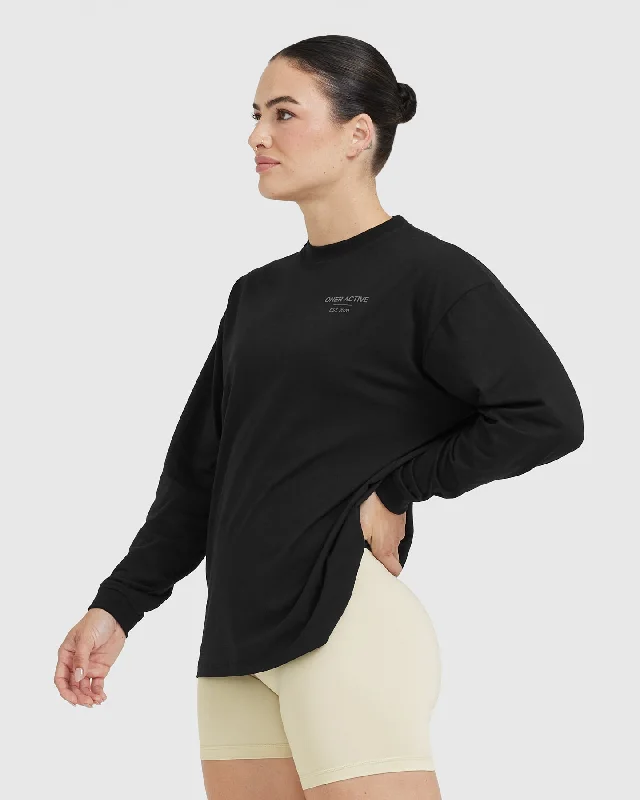 Classic Lifters Graphic Oversized Lightweight Long Sleeve Top | Black