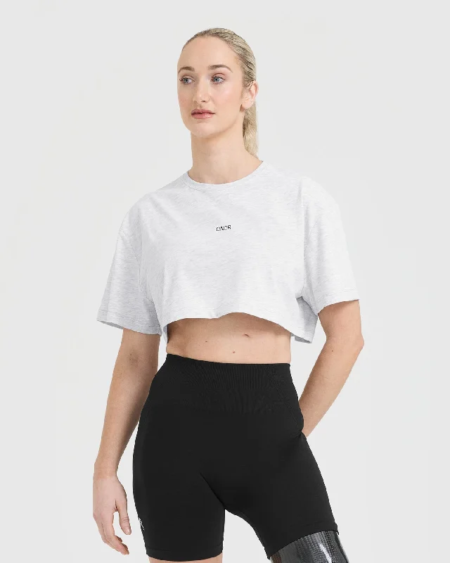 Classic Oner Graphic Crop Lightweight T-Shirt | Light Grey Marl