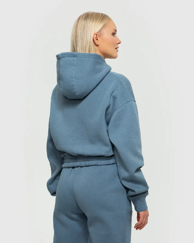 Comfort Cropped Hoodie | Smoke Blue