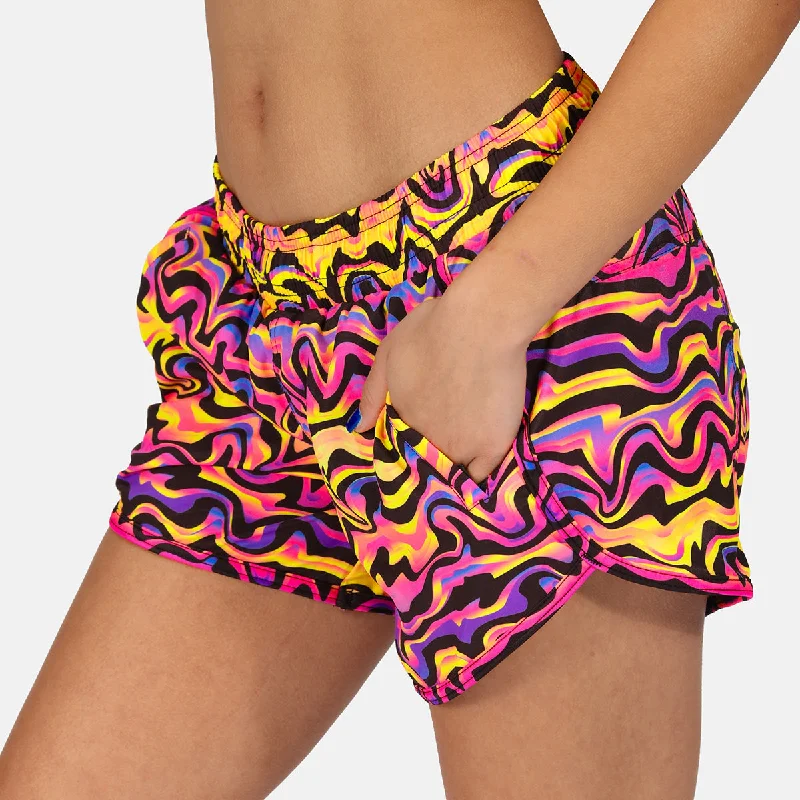 Coral Waves Loose Fit Workout Shorts