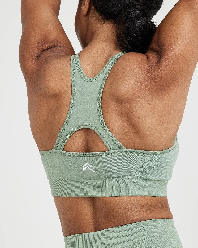 Effortless Seamless High Neck Bralette | Sage