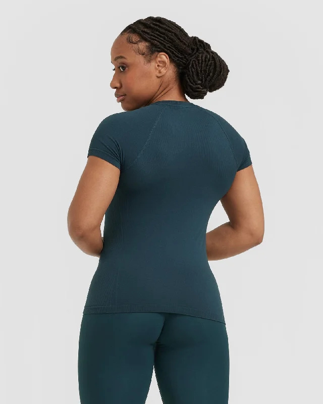 Go To Seamless Fitted Top | Oil Blue