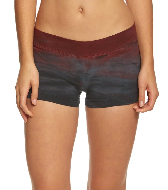 Hard Tail Booty Yoga Shorts Burgundy/Gray Rainbow Horizon