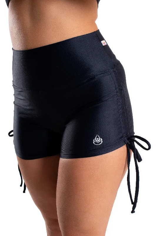 High Waist Side String Shorts, Black, Ultra Cool Form Light