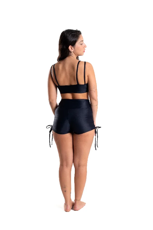 High Waist Side String Shorts, Black, Ultra Cool Form Light