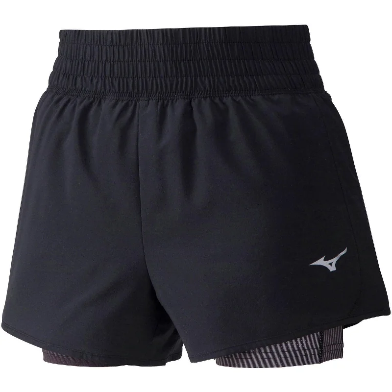 Mizuno 4.5 inch 2 In 1 Womens Running Shorts - Black