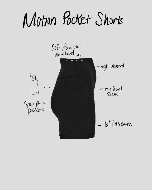 MOTION POCKET SHORTS 6"" - BLACK