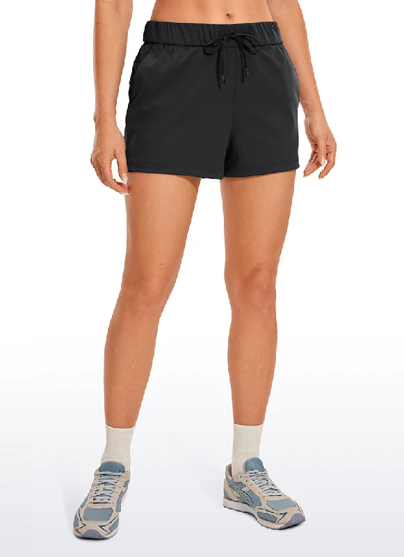 Stretch Mid-Rise Drawstring Shorts with Pockets 2.5""