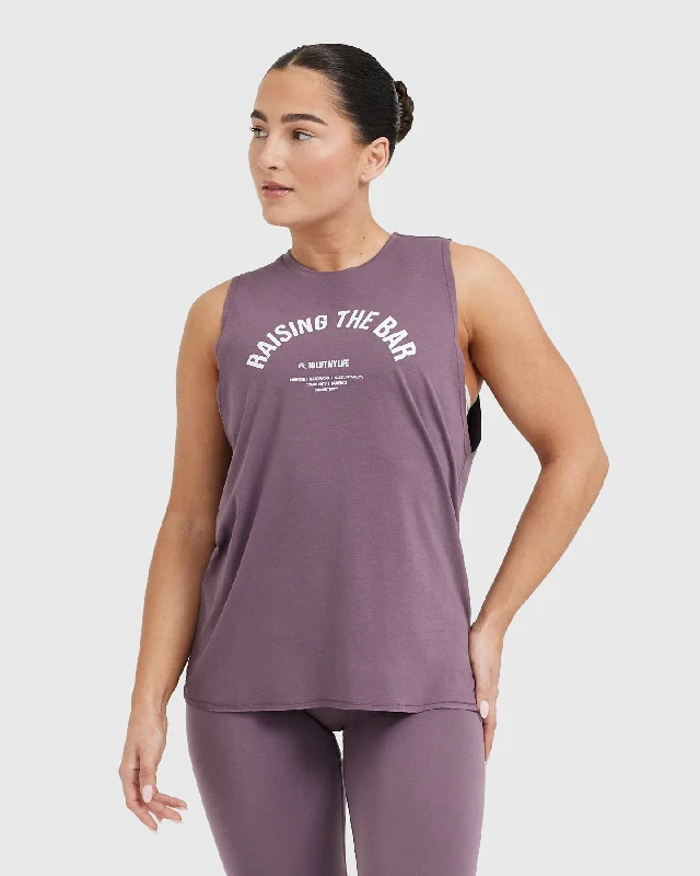 Raising The Bar Graphic Unisex Muscle Vest | Vintage Purple