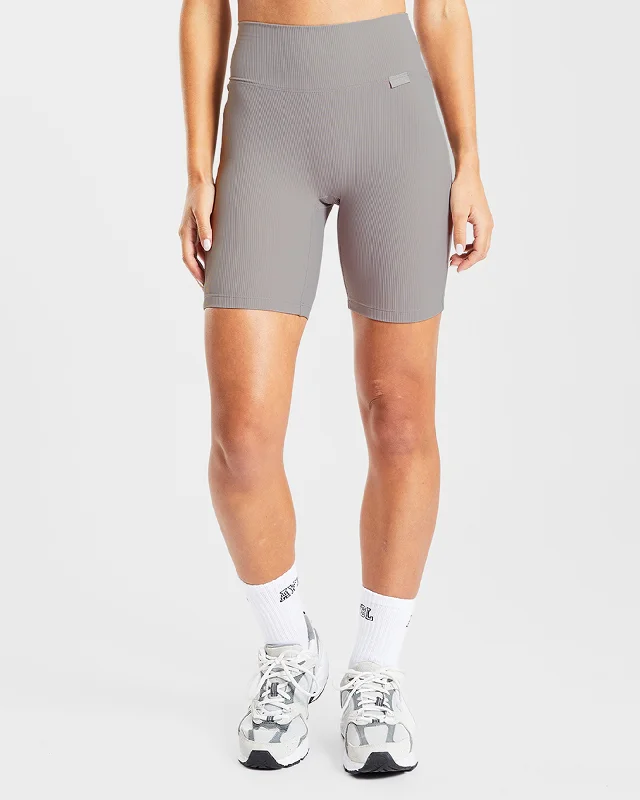 Sculpt Ribbed Cycling Shorts - Fog Grey