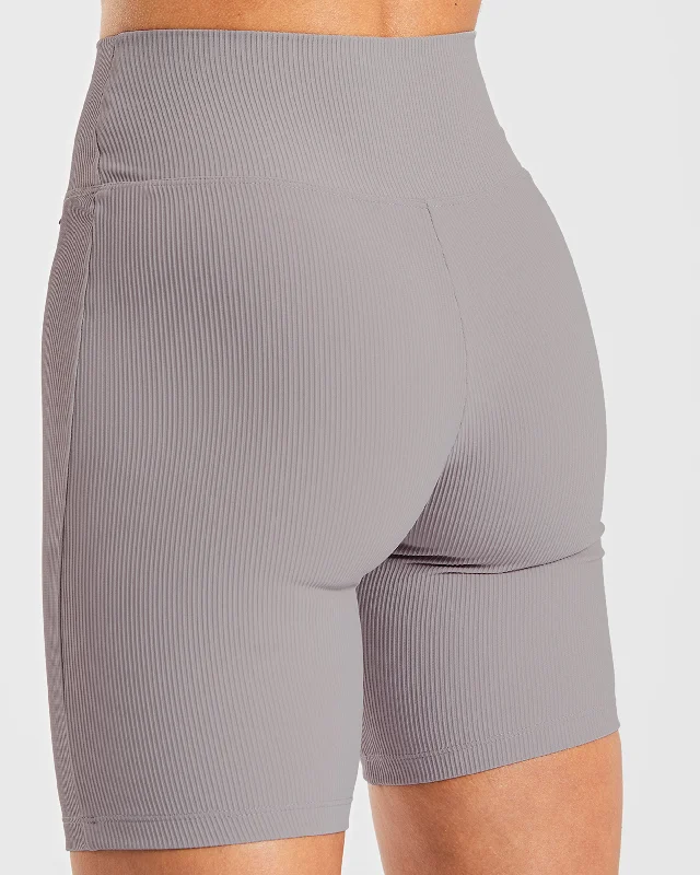 Sculpt Ribbed Cycling Shorts - Fog Grey