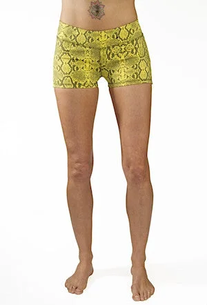 Yoga Hotpants - Yellow Grey Snake - Beach Shorts