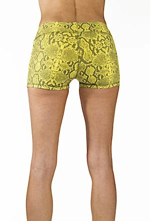 Yoga Hotpants - Yellow Grey Snake - Beach Shorts