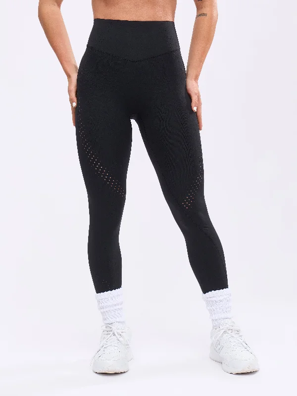 Airbrush Laser Cut Legging - Onyx Black