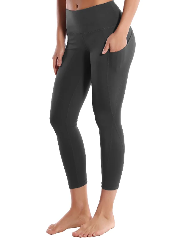 22"" High Waist Side Pockets Capris shadowcharcoal