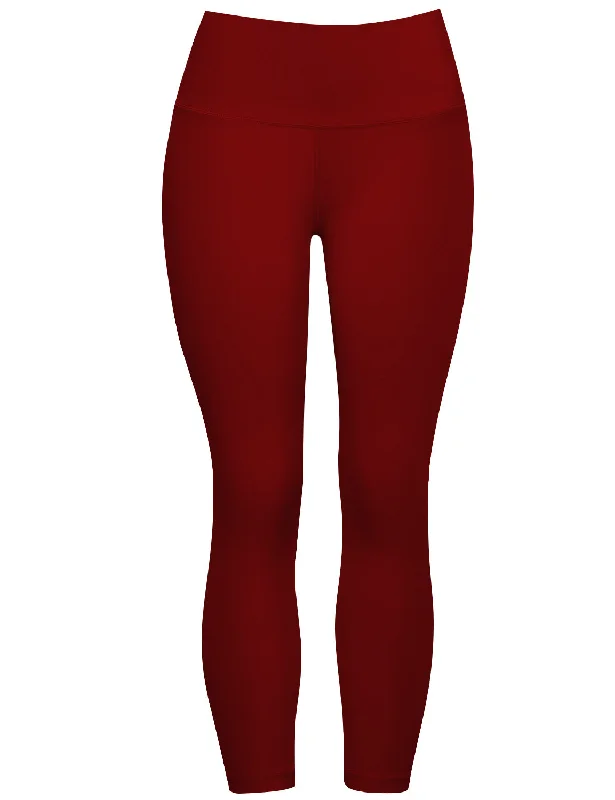 22"" High Waist Crop Tight Capris cherryred