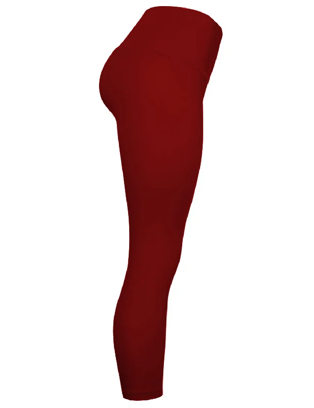 22"" High Waist Crop Tight Capris cherryred