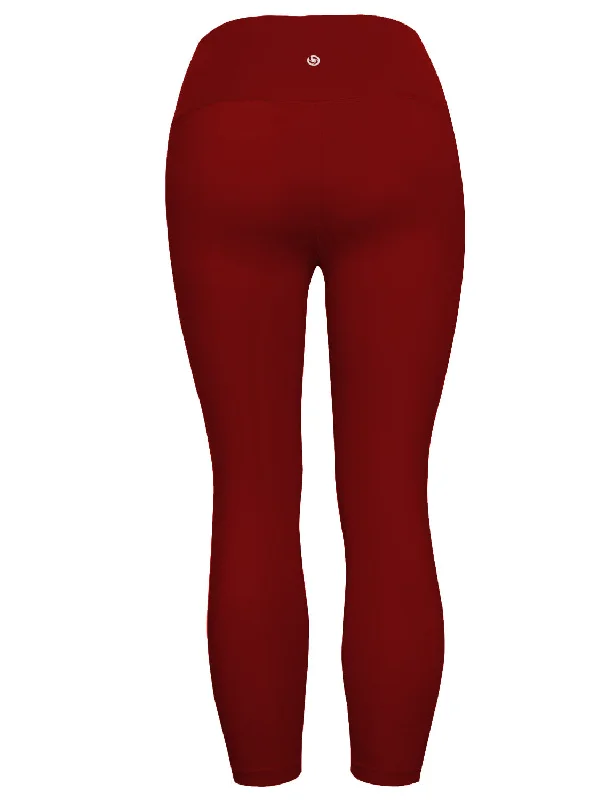 22"" High Waist Crop Tight Capris cherryred