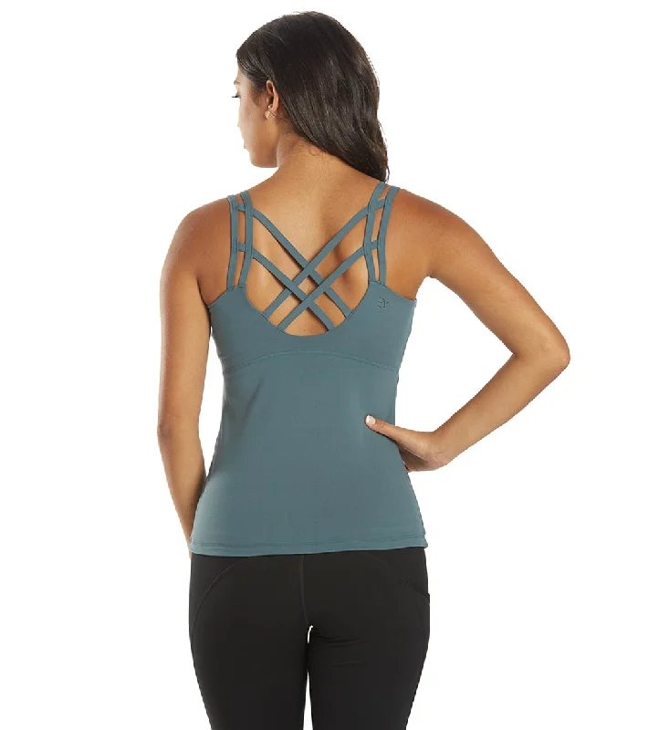 Everyday Yoga Radiant Solid Strappy Back Support Tank Eucalyptus Grey