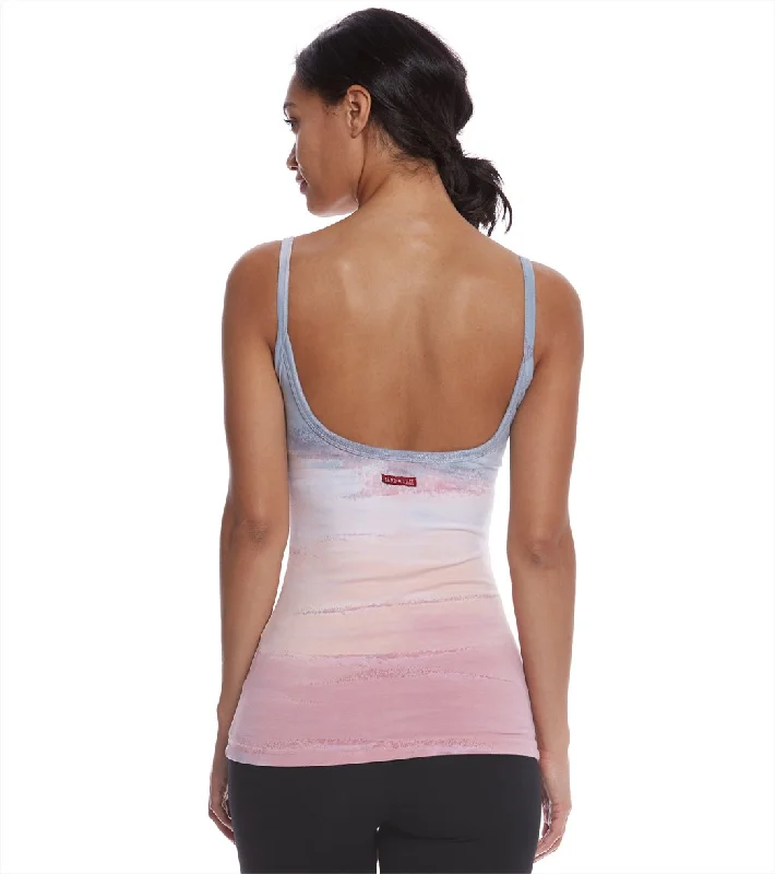 Hard Tail Scoop Back Yoga Tank Top with Bra Gray-Blue/Peach/Pink