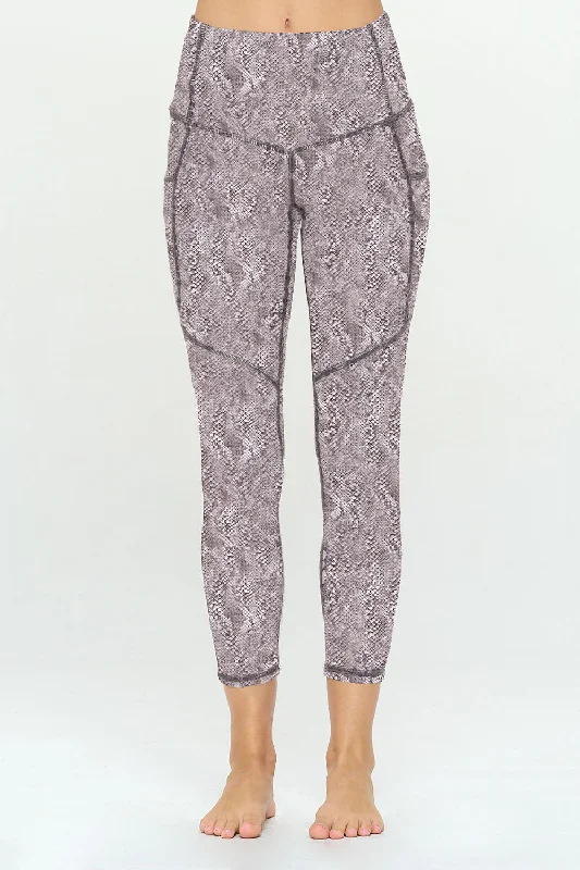 Liz - White Snake Taupe w Pockets 7/8 Legging