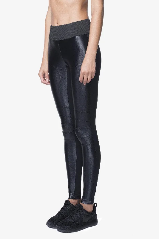 Moto Mid Rise Legging - Black