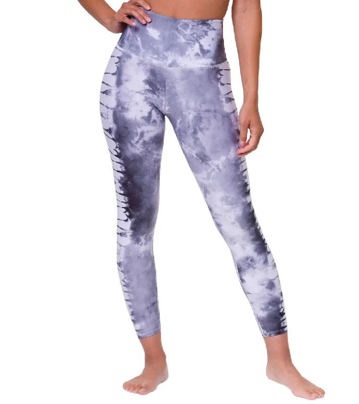 Onzie Graphic High Waisted 7/8 Yoga Leggings Light Gray Tie Dye