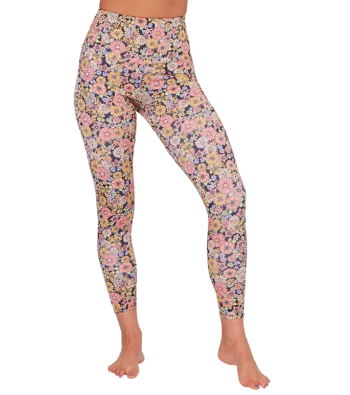 Onzie High Waisted Basic 7/8 Yoga Leggings Retro Floral