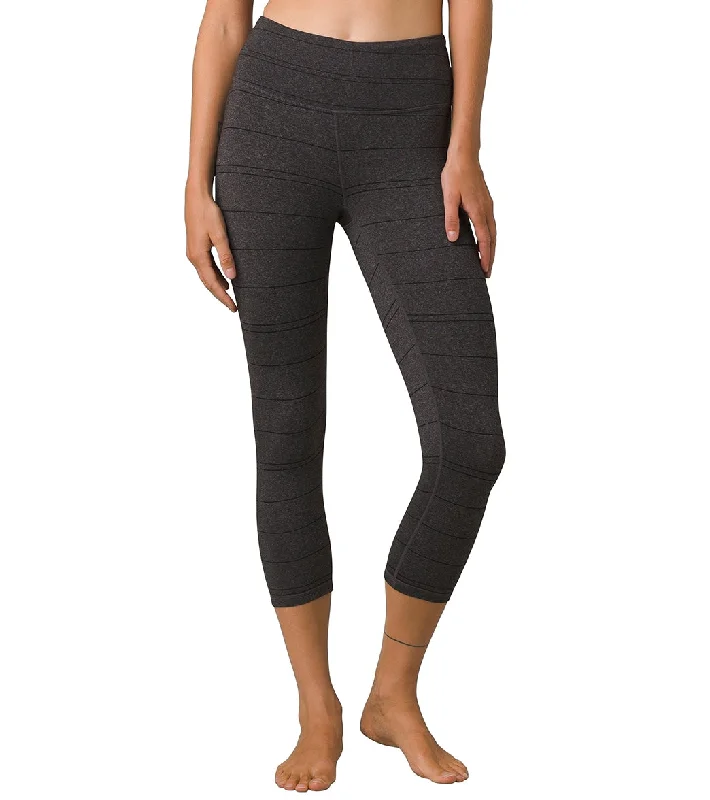 prAna Transform High Waisted Yoga Capris Charcoal Stripe