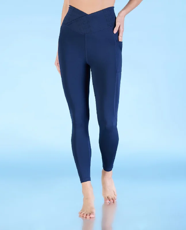 Women Cross Waist Mid Rise Leggings