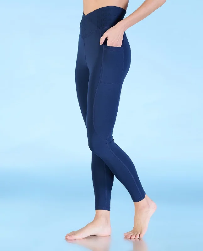 Women Cross Waist Mid Rise Leggings