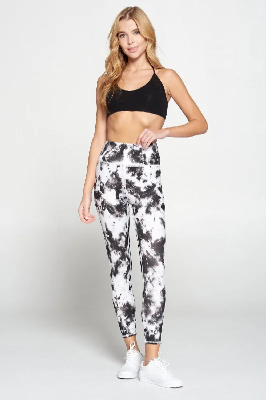 Sofia - B/W Silky Tie Dye 7/8 Legging (Regular-Waist) - FINAL SALE