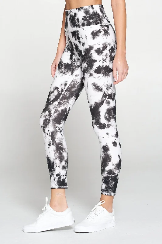 Sofia - B/W Silky Tie Dye 7/8 Legging (Regular-Waist) - FINAL SALE