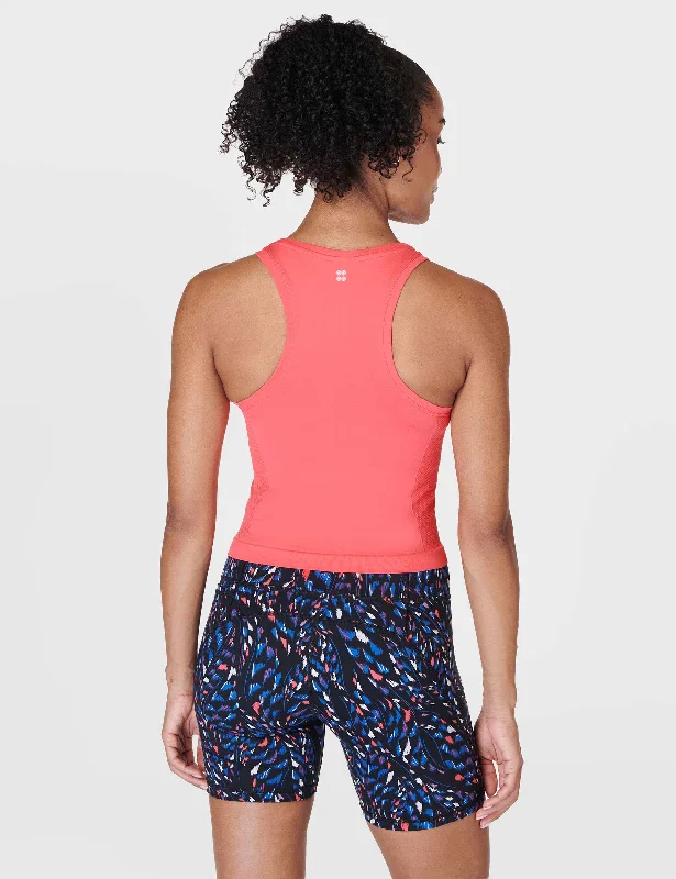 Athlete Crop Seamless Gym Vest - Coral Pink