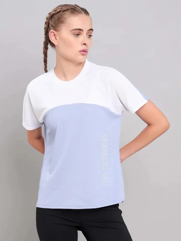 Women Colorblock Slim Fit Crew Neck T-shirt with TECHNO COOL+