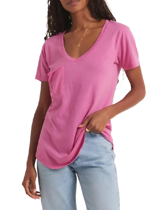 Z Supply V Neck Pocket Tee Heartbreaker Pink