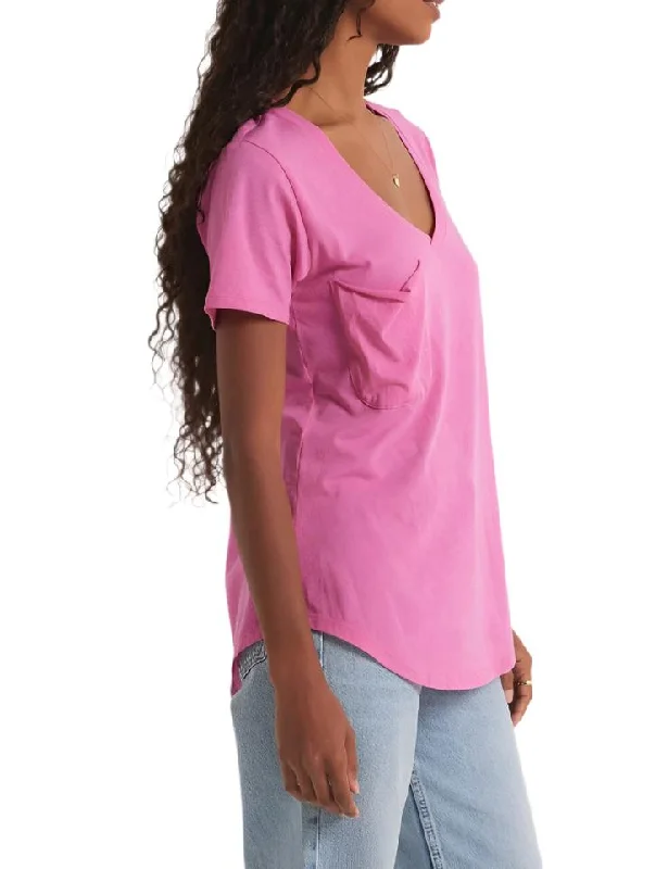 Z Supply V Neck Pocket Tee Heartbreaker Pink