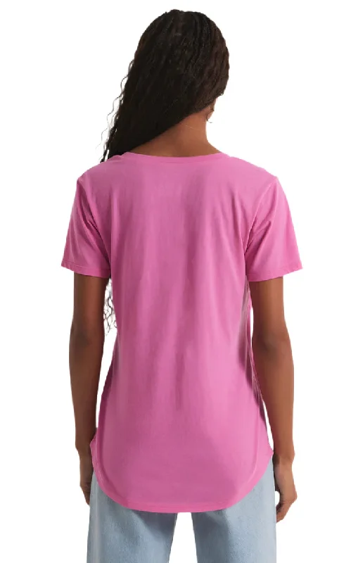 Z Supply V Neck Pocket Tee Heartbreaker Pink