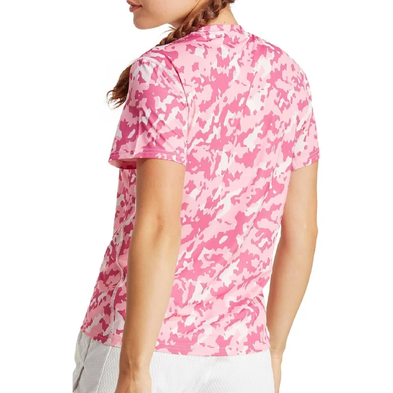 adidas Own The Run Camo Short Sleeve Womens Running Top - Pink