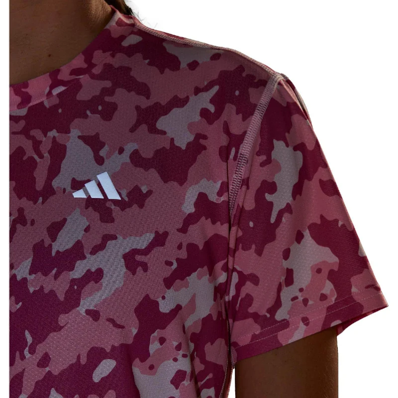 adidas Own The Run Camo Short Sleeve Womens Running Top - Pink