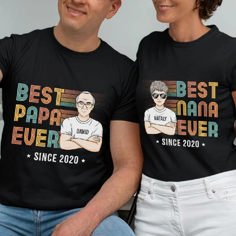 Best Grandparents Ever - Personalized Matching Couple T-Shirt - Gift For Couple, Husband Wife, Grandparents