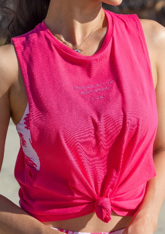 Diamond Hot Pink Twist Back Tank