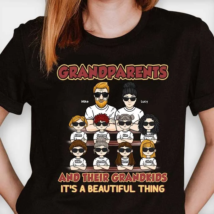 Grandparents & Their Grandkids - Personalized T-shirt, Hoodie - Gift For Couples, Husband Wife