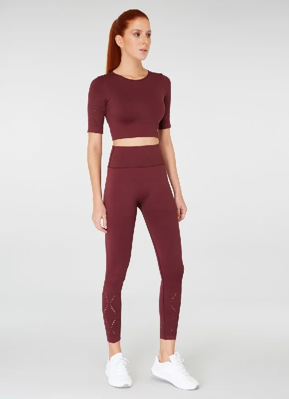 Jerf Naples Econyl Short Sleeve Cropped Top - Claret Red