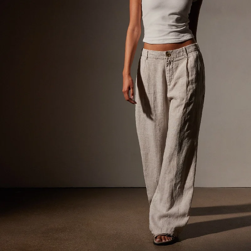 Linen Pleated Pant - Salt Pigment