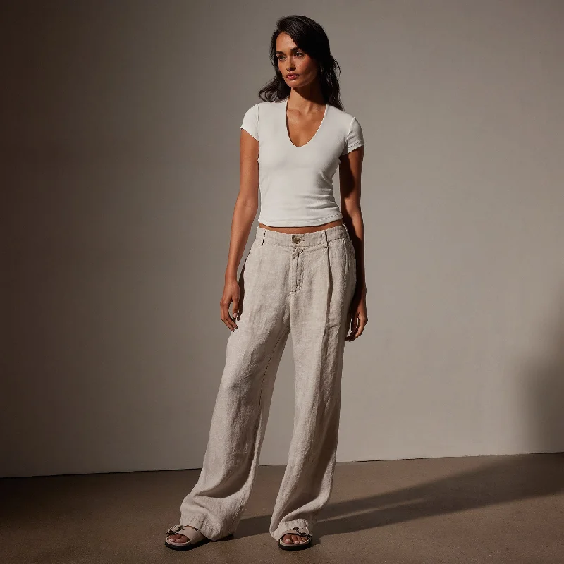 Linen Pleated Pant - Salt Pigment