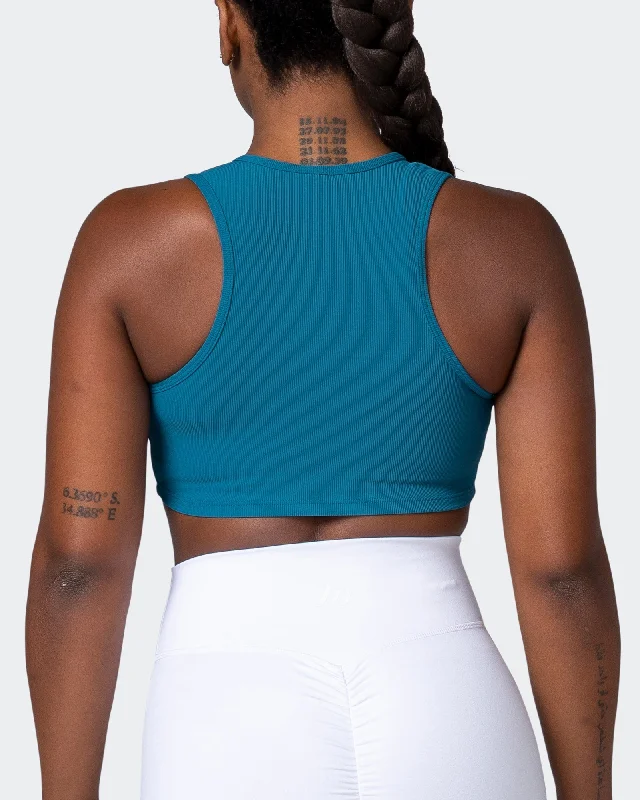 Off Duty Rib Cropped Tank - Marine