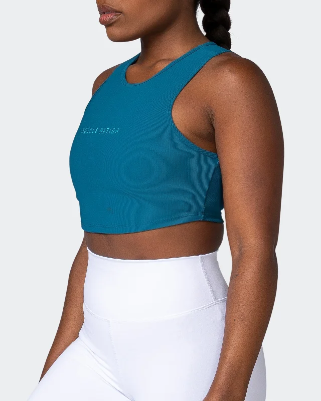 Off Duty Rib Cropped Tank - Marine