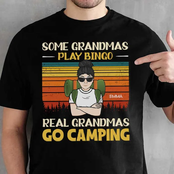 Real Grandmas Go Camping - Personalized Unisex T-Shirt